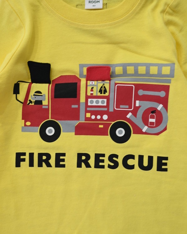 【チークルーム】消防車 ロングTシャツ / イエロー 