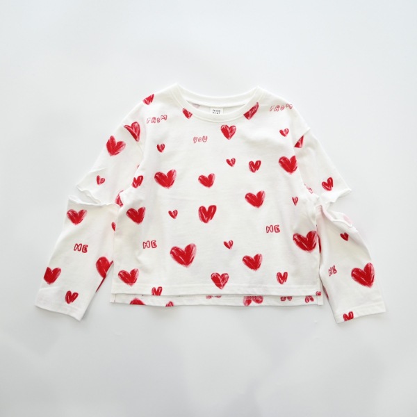 【25FW】ハート ロングＴシャツ / オフホワイト