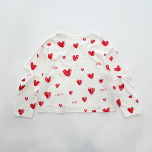 【25FW】ハート ロングＴシャツ / オフホワイト