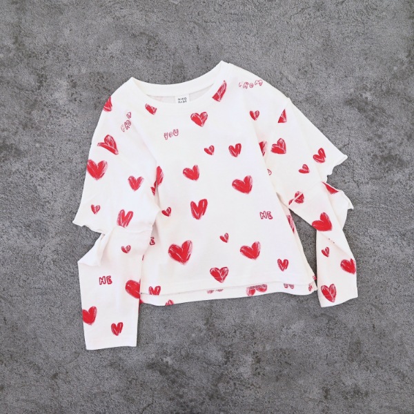 【25FW】ハート ロングＴシャツ / オフホワイト