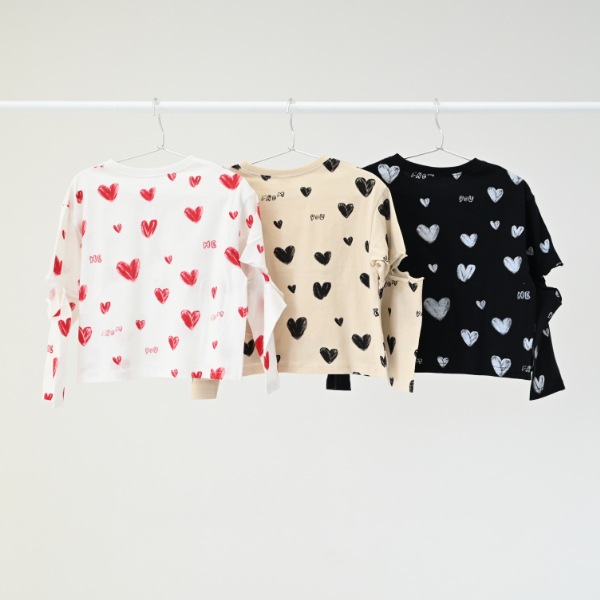 【25FW】ハート ロングＴシャツ / オフホワイト
