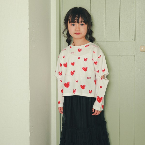 【25FW】ハート ロングＴシャツ / オフホワイト