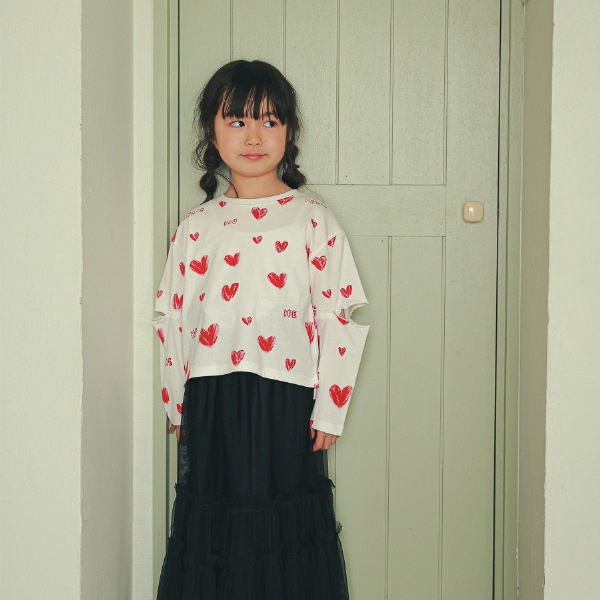 【25FW】ハート ロングＴシャツ / オフホワイト