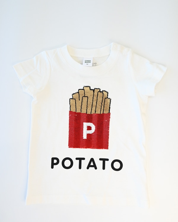 【チークルーム】ポテトスパンコール Tシャツ / オフホワイト