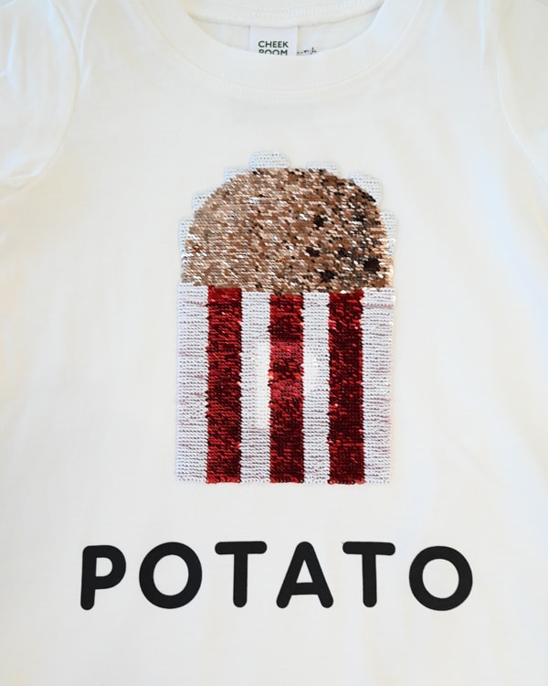 【チークルーム】ポテトスパンコール Tシャツ / オフホワイト