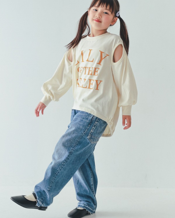 【26PS】LILYスリットロングＴシャツ / アイボリー