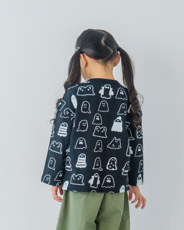 【ニコフラート】おばけ ロングTシャツ / ブラック