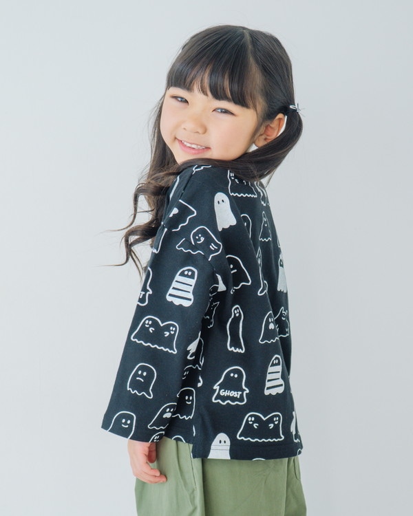 【ニコフラート】おばけ ロングTシャツ / ブラック
