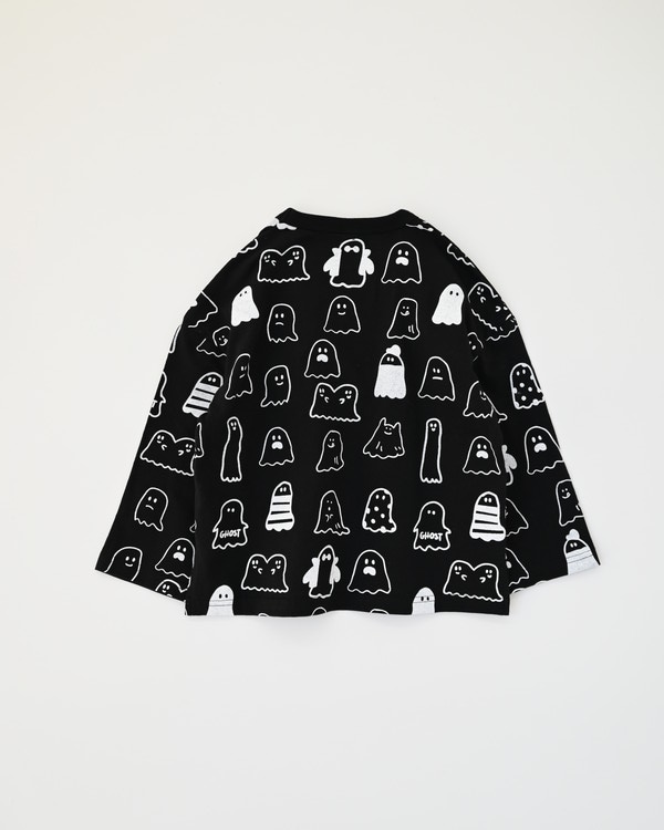 【ニコフラート】おばけ ロングTシャツ / ブラック