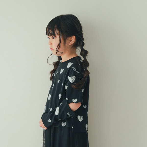 【25FW】ハート ロングＴシャツ / ブラック