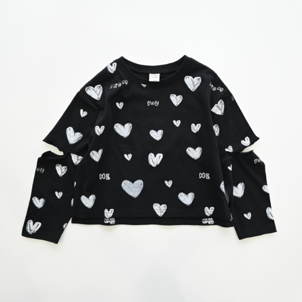 【25FW】ハート ロングＴシャツ / ブラック