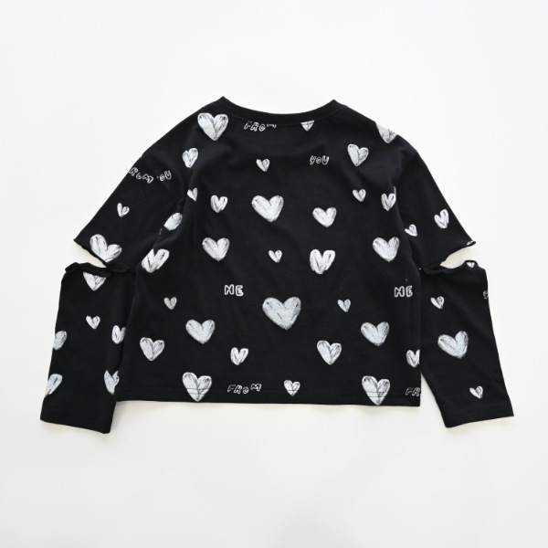 【25FW】ハート ロングＴシャツ / ブラック