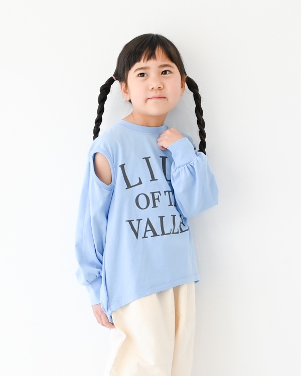 【エヌエイチティー】LILYスリットロングＴシャツ / サックス