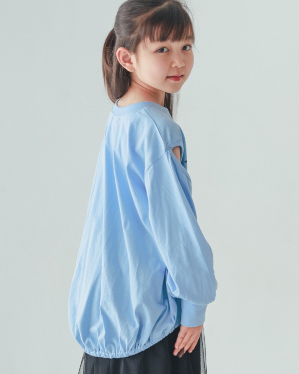 【26PS】LILYスリットロングＴシャツ / サックス