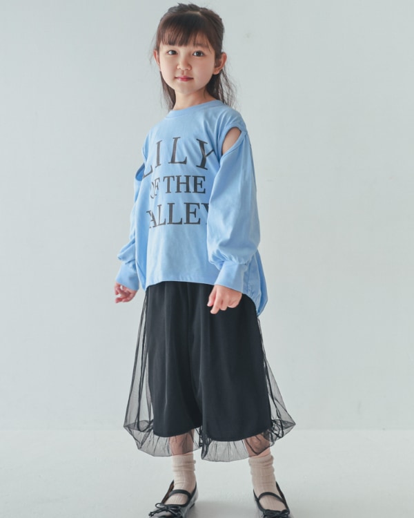 【26PS】LILYスリットロングＴシャツ / サックス