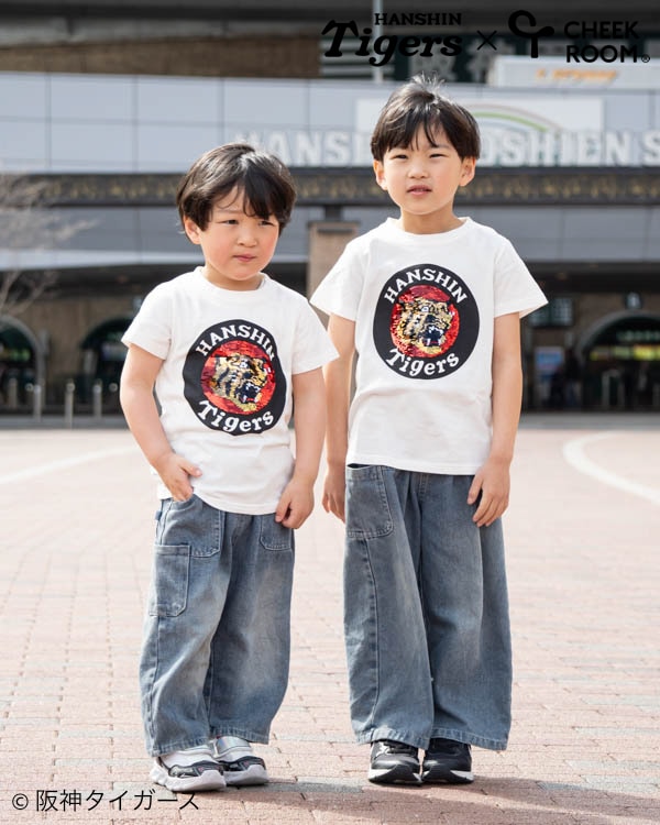 【チークルーム】阪神タイガース限定コラボ スパンコール Tシャツ / オフホワイト