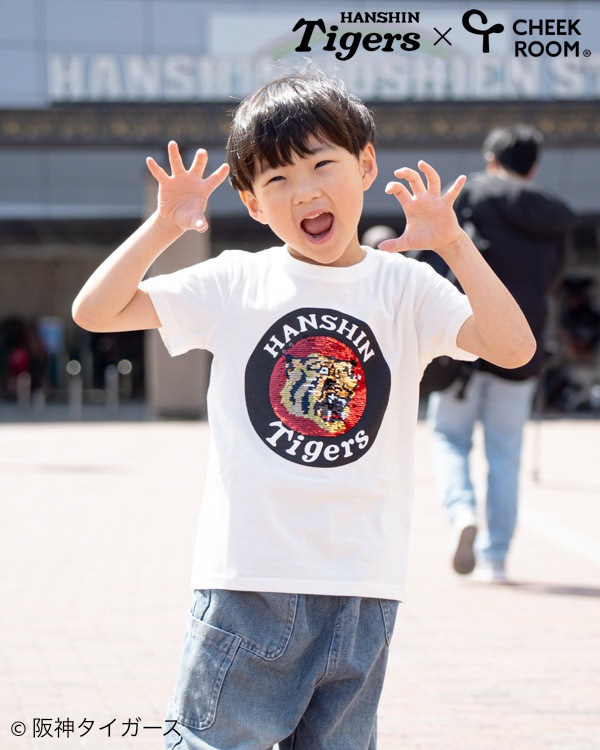【チークルーム】阪神タイガース限定コラボ スパンコール Tシャツ / オフホワイト