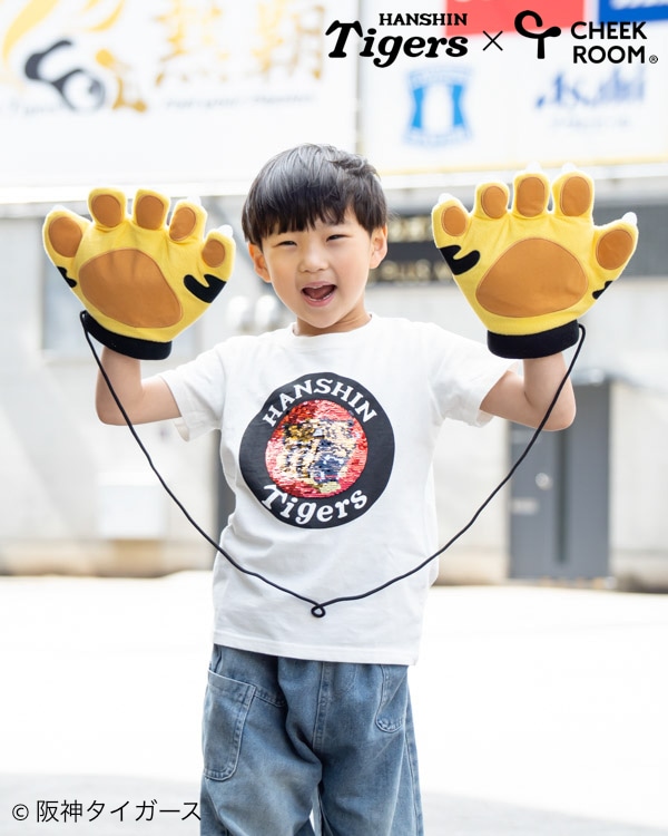 【チークルーム】阪神タイガース限定コラボ スパンコール Tシャツ / オフホワイト