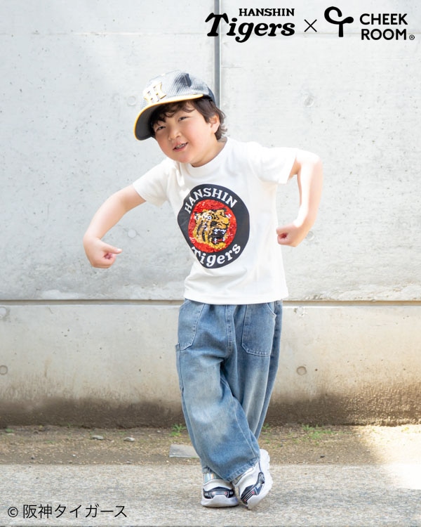【チークルーム】阪神タイガース限定コラボ スパンコール Tシャツ / オフホワイト