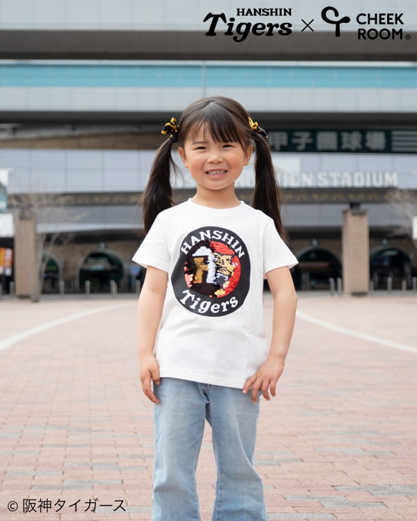 【チークルーム】阪神タイガース限定コラボ スパンコール Tシャツ / オフホワイト