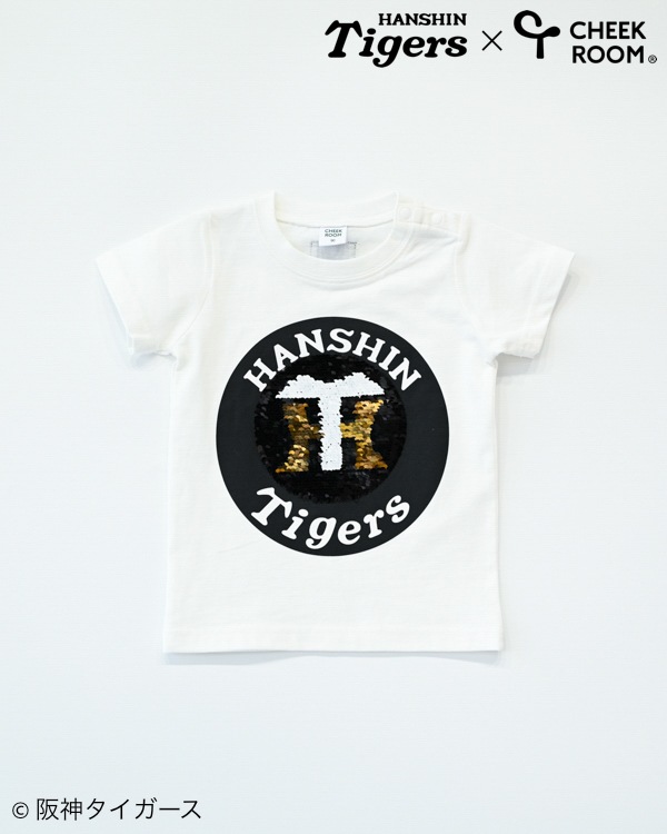 【チークルーム】阪神タイガース限定コラボ スパンコール Tシャツ / オフホワイト