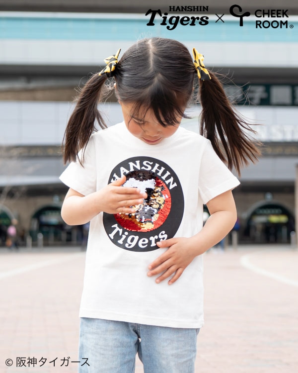 【チークルーム】阪神タイガース限定コラボ スパンコール Tシャツ / オフホワイト