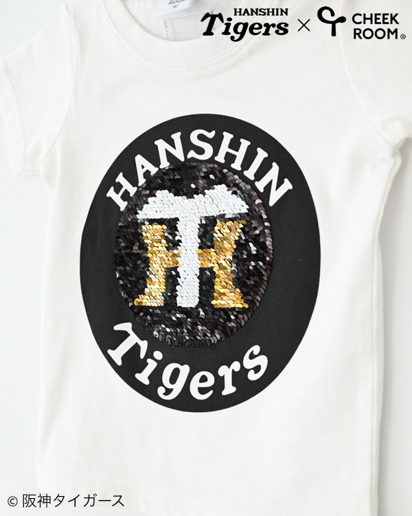 【チークルーム】阪神タイガース限定コラボ スパンコール Tシャツ / オフホワイト