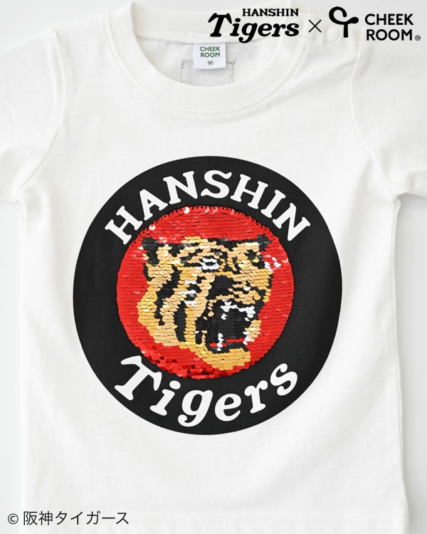 【チークルーム】阪神タイガース限定コラボ スパンコール Tシャツ / オフホワイト