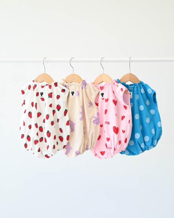 【26SS】ギャザー ロンパース / ブルー