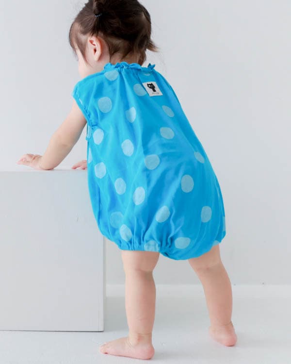 【26SS】ギャザー ロンパース / ブルー