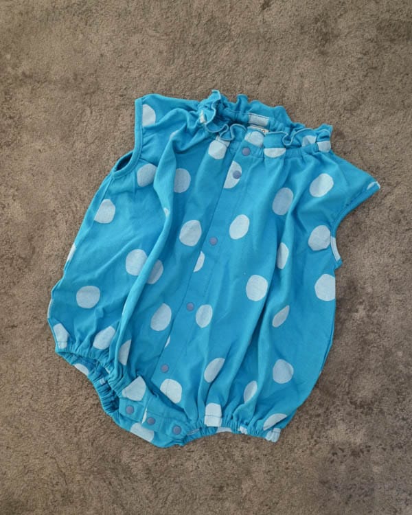 【26SS】ギャザー ロンパース / ブルー