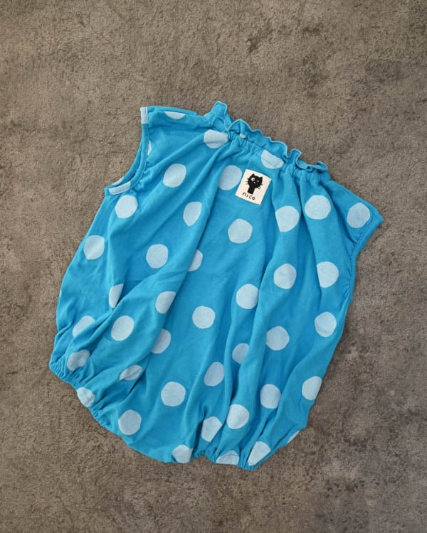 【26SS】ギャザー ロンパース / ブルー