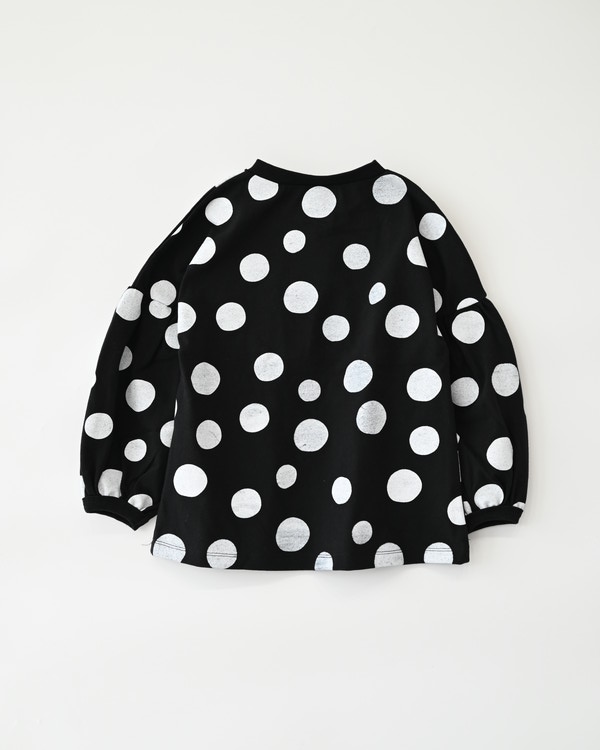 【ニコフラ】ドットチュニック ロングTシャツ / ブラック