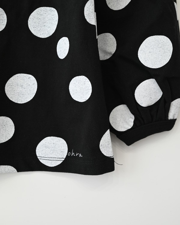 【ニコフラ】ドットチュニック ロングTシャツ / ブラック