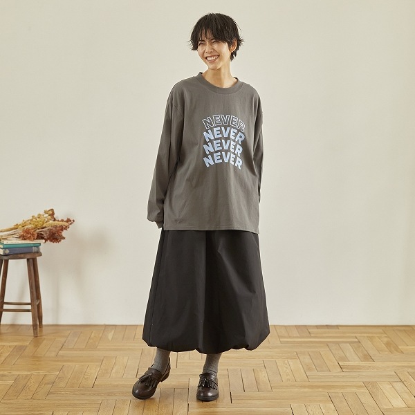【25FW】NEVER L/S Tシャツ / チャコールグレー