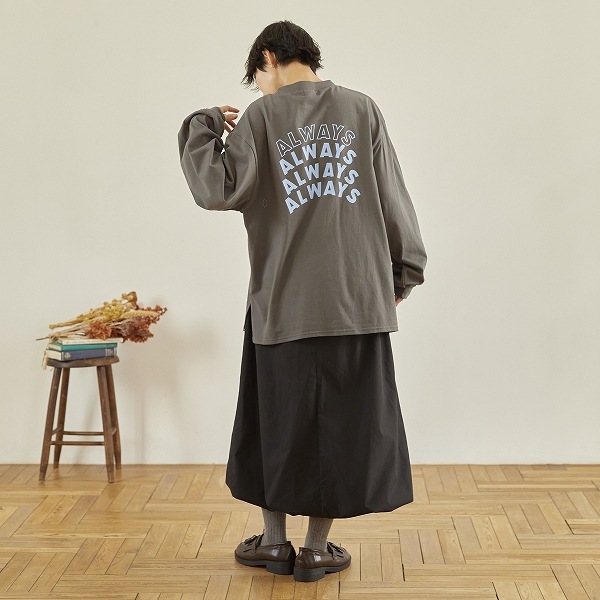 【25FW】NEVER L/S Tシャツ / チャコールグレー