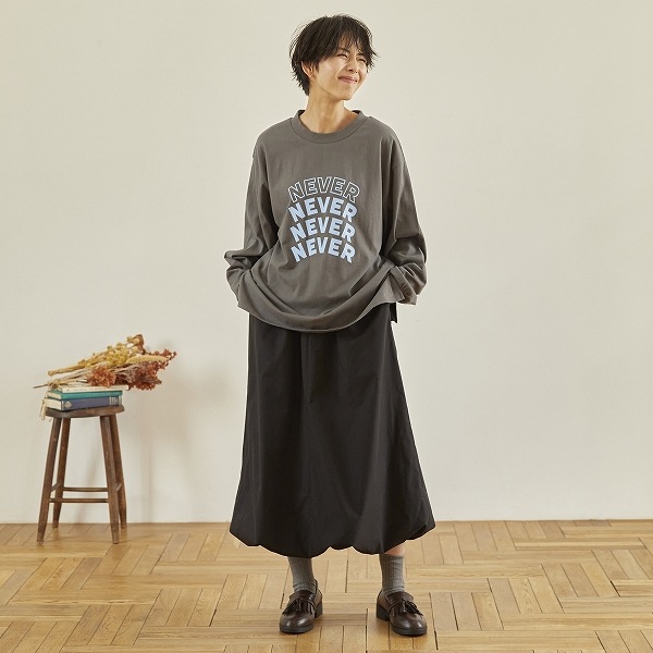 【25FW】NEVER L/S Tシャツ / チャコールグレー