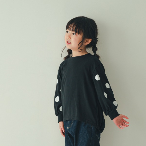 【25FW】袖バルーンドット ロングＴシャツ / ブラック