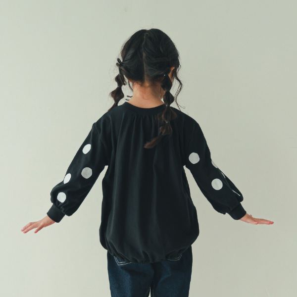 【25FW】袖バルーンドット ロングＴシャツ / ブラック