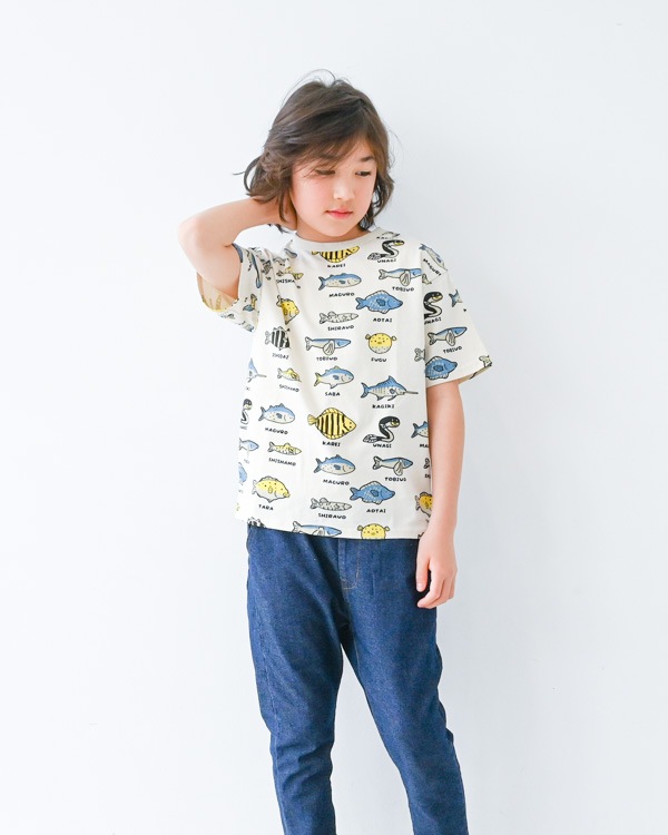 【ニコフラート】いろんな魚Ｔシャツ / アイボリー