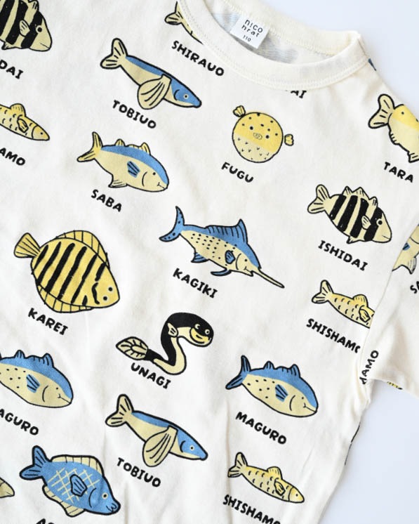【26PS】いろんな魚Tシャツ / アイボリー