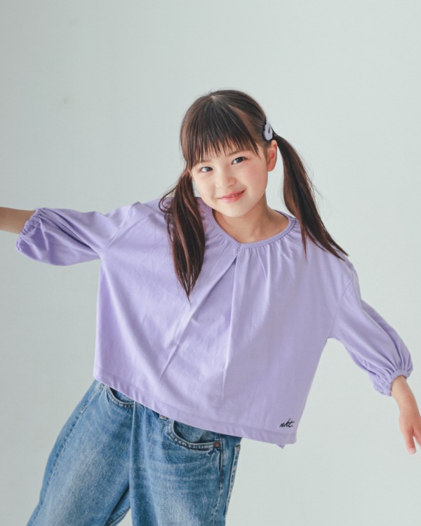【エヌエイチティー】袖バルーンロングＴシャツ / ラベンダー