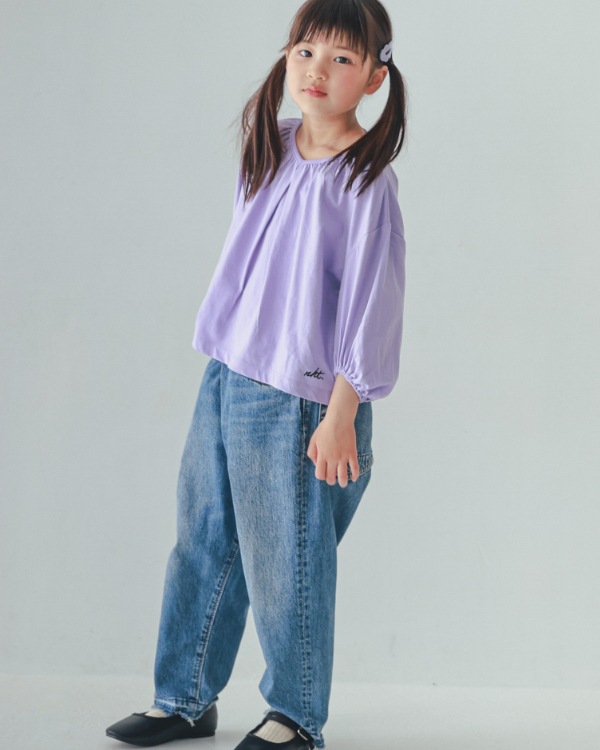 【エヌエイチティー】袖バルーンロングＴシャツ / ラベンダー