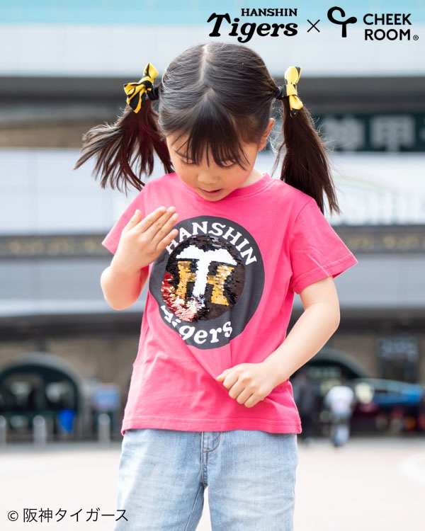 【チークルーム】阪神タイガース限定コラボ スパンコール Tシャツ / ピンク