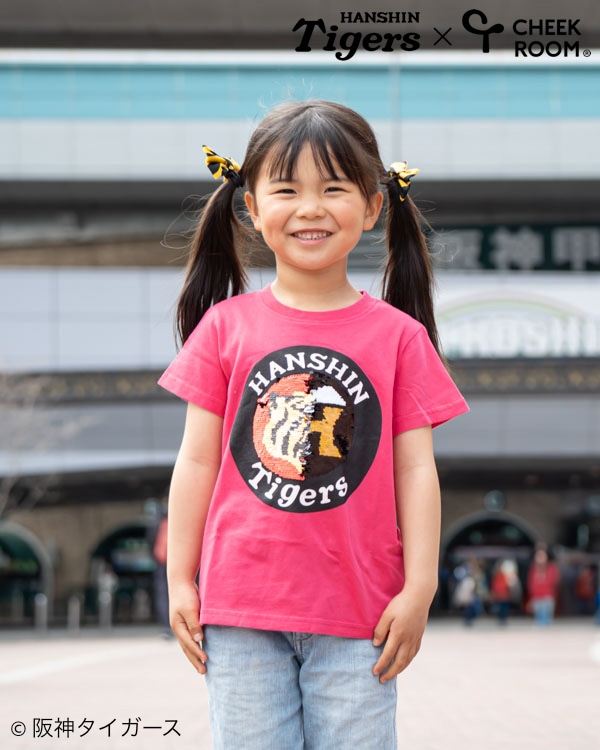 【チークルーム】阪神タイガース限定コラボ スパンコール Tシャツ / ピンク