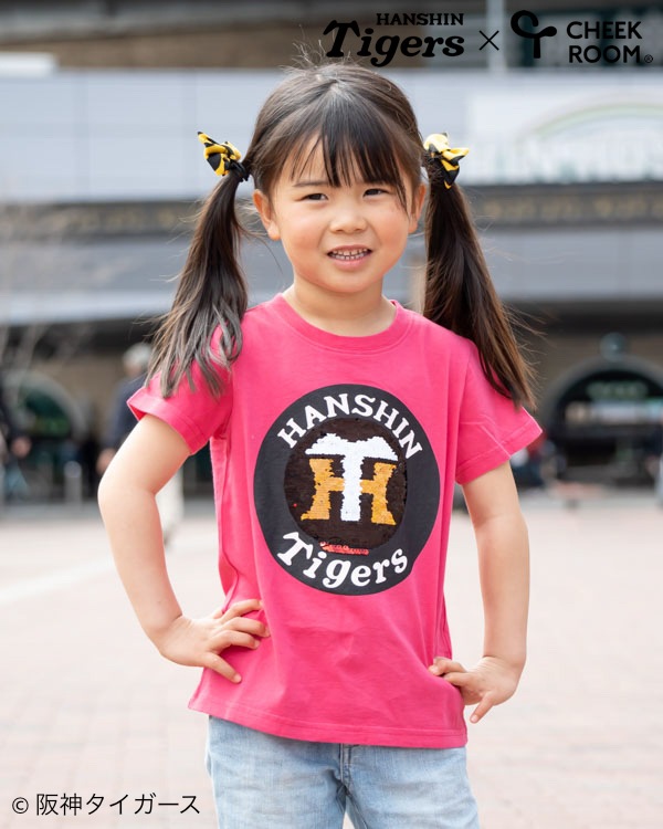 【チークルーム】阪神タイガース限定コラボ スパンコール Tシャツ / ピンク