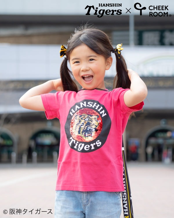 【チークルーム】阪神タイガース限定コラボ スパンコール Tシャツ / ピンク