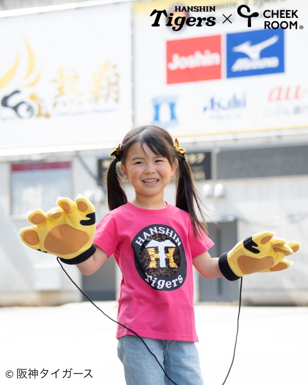 【チークルーム】阪神タイガース限定コラボ スパンコール Tシャツ / ピンク