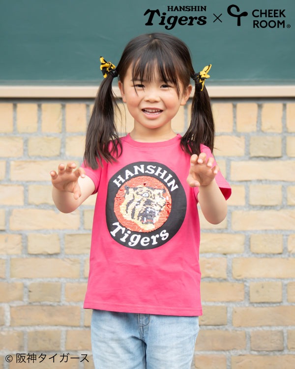 【チークルーム】阪神タイガース限定コラボ スパンコール Tシャツ / ピンク