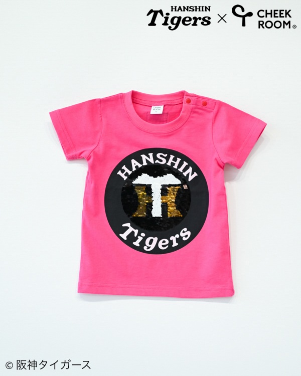 【チークルーム】阪神タイガース限定コラボ スパンコール Tシャツ / ピンク